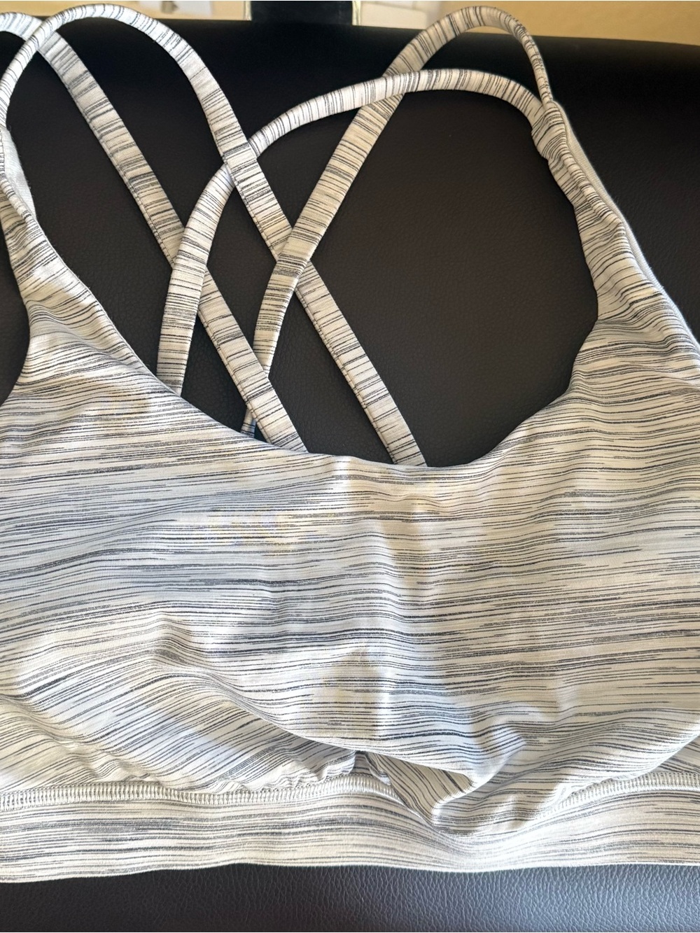 lululemon athletica Light Gray Striped Strappy Sports Bra